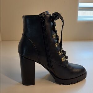 Express Black Heeled Lace-Up Boots